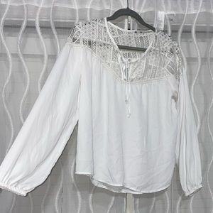 Long sleeve white sheer top